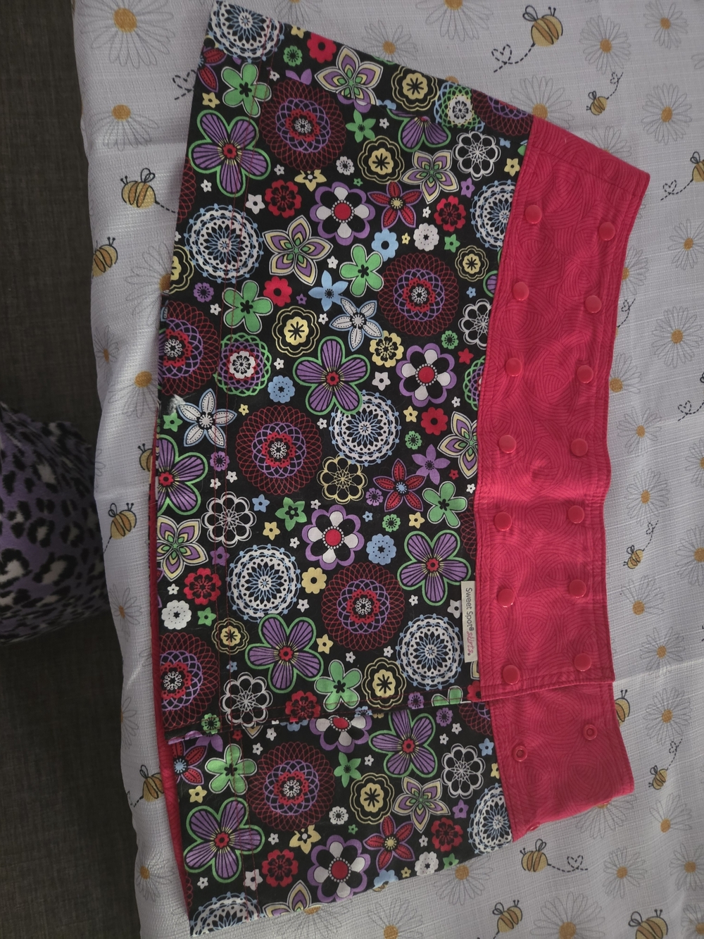 Girls Floral Pull-On Skirt with Hot Pink Waistband